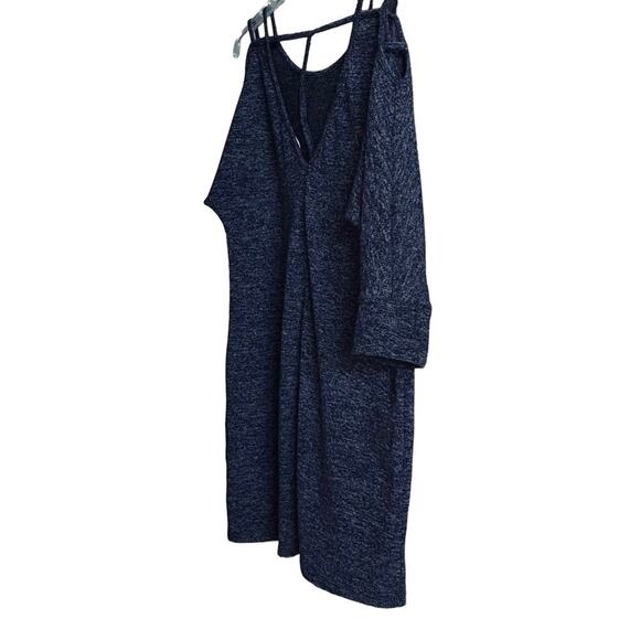 CES FEMME 3/4 SLEEVE COLD SHOULDER SWEATER TOP, WOMENS, L, DARK HEATHER BLUE - Picture 7 of 10